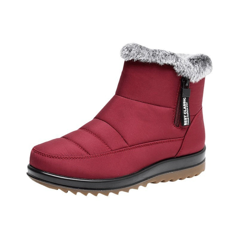 Winter Snow Boot With Side Zipper Fashion Warm Plush Ankle Boots Women's Fleece Short Shoes SAM97