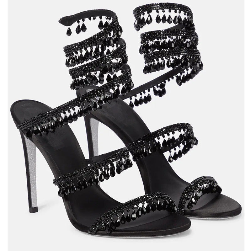Crystal Pendant Snake Wrapped Rhinestone Tassel Decorative Sandals SAM75