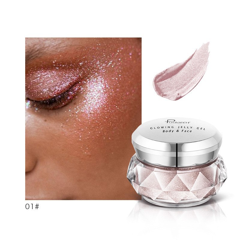 Face Highlighter Jelly Gel Mermaid Eyeshadow Glow Body Glitter Festival Makeup Iluminador Gold Liquid Highlighter Bronzer SAM92