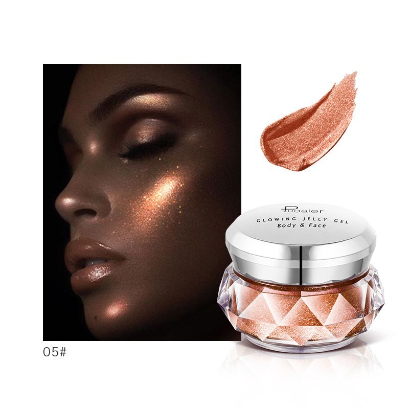 Face Highlighter Jelly Gel Mermaid Eyeshadow Glow Body Glitter Festival Makeup Iluminador Gold Liquid Highlighter Bronzer SAM92