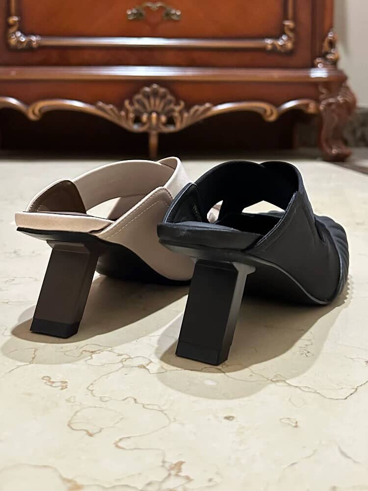 Elegant Cross-Strap Heeled Mules for Women | Modern Comfort Slip-On Heels sam1207