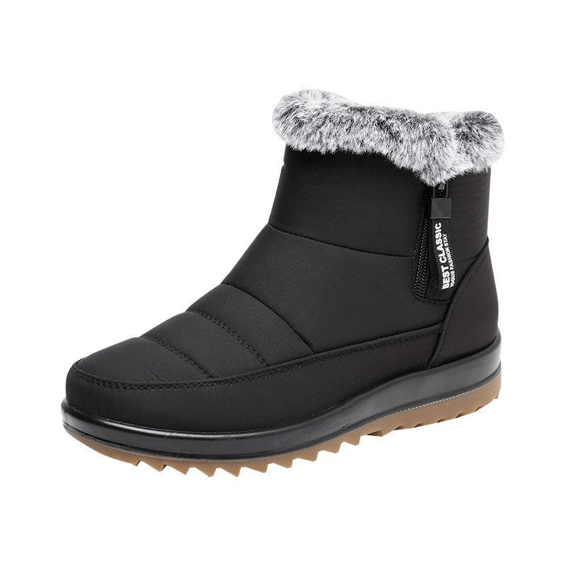 Winter Snow Boot With Side Zipper Fashion Warm Plush Ankle Boots Women's Fleece Short Shoes SAM97