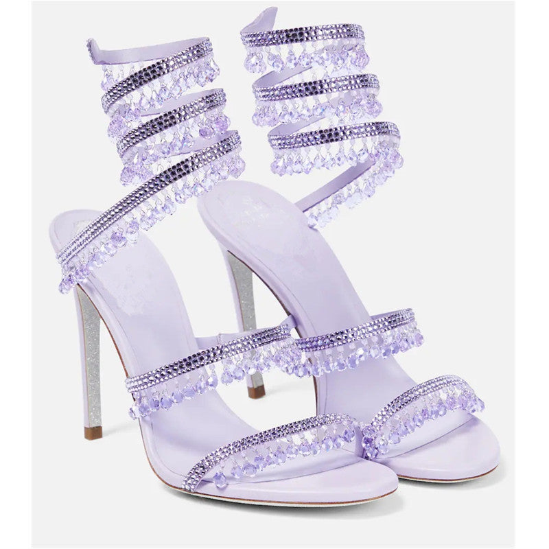 Crystal Pendant Snake Wrapped Rhinestone Tassel Decorative Sandals SAM75