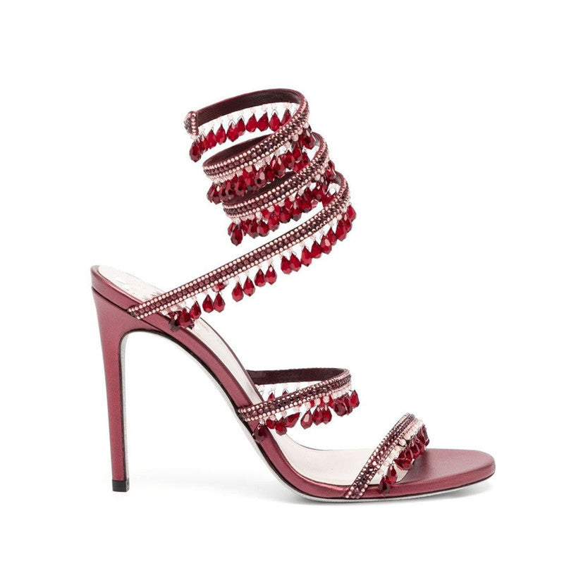 Crystal Pendant Snake Wrapped Rhinestone Tassel Decorative Sandals SAM75