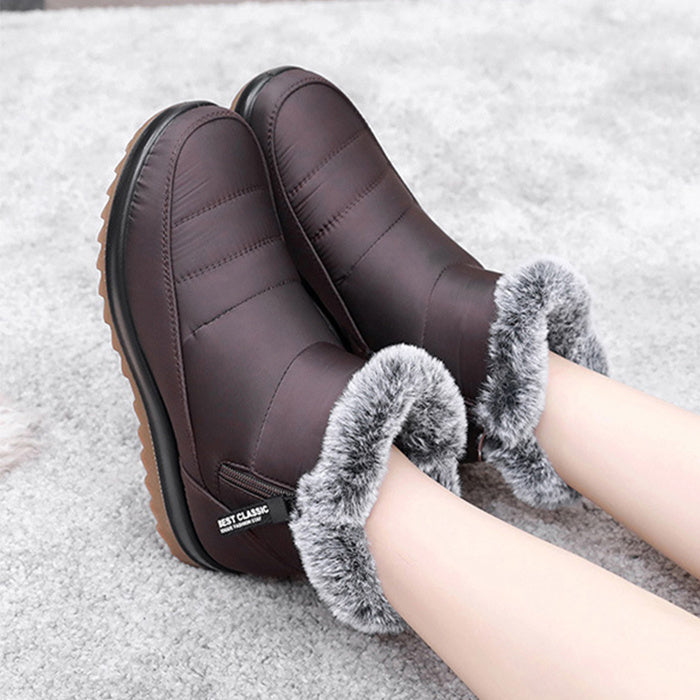 Winter Snow Boot With Side Zipper Fashion Warm Plush Ankle Boots Women's Fleece Short Shoes SAM97