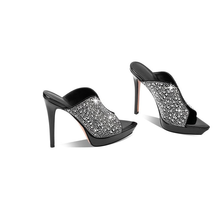 Rhinestone thin heel flip-flops on the outside fish mouth sandals for women 2025 summer new sexy super high heel sandals SAM659