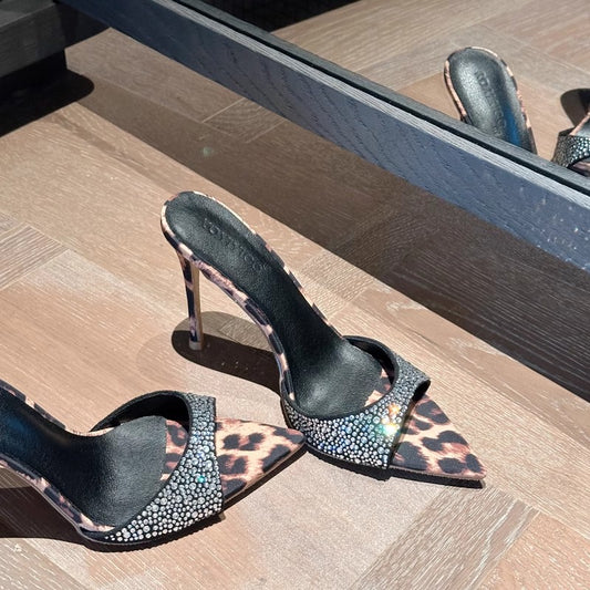 Crystal Rhinestone Pointed Toe Heels for Women SAM650