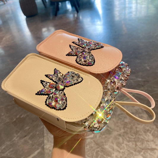 High-end bow with diamond pink white sun umbrella for women's sun protection and UV sun protection umbrella rain protection SAM686