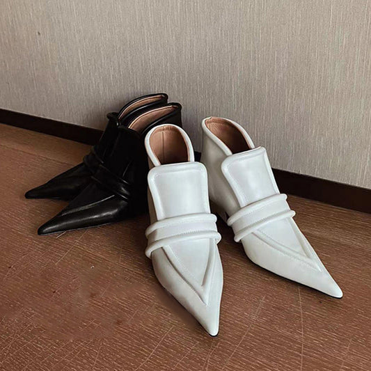 low top high top shoes French retro pointed toe fashionable boots for women with deep mouth loafers thick skin SAM656
