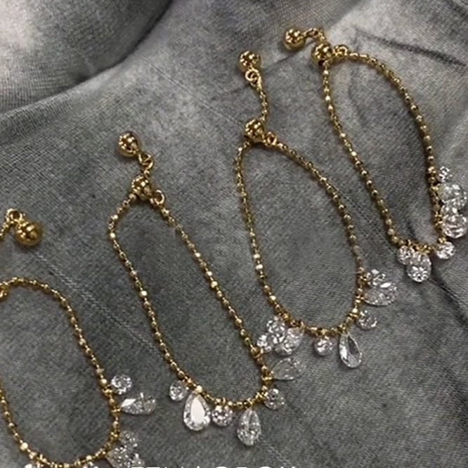 chain ring 925 sterling silver light luxury pull rope super flash water drop pendant ring women's unique design