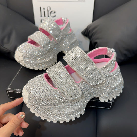 Sparkling Platform Sneakers with Velcro Straps SAM655