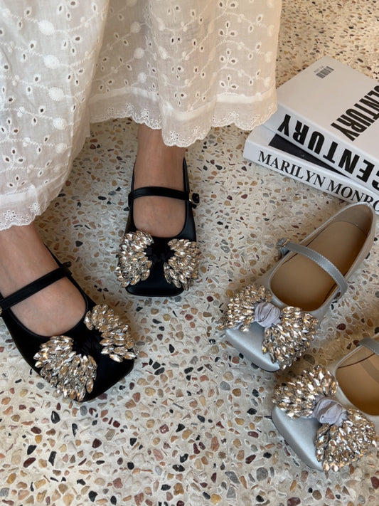 Sparkling Crystal Embellished Mary Jane Flats SAM130