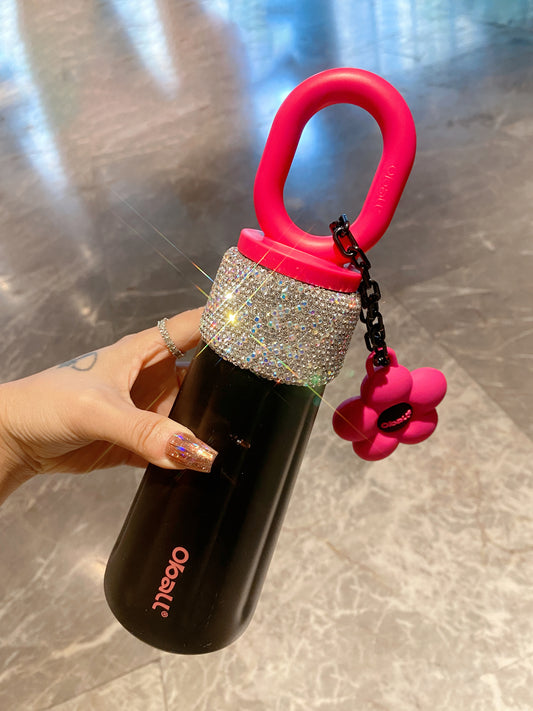 Handheld Insulated Cup, Popular Diamond-Encrusted 316 Stainless Steel Coffee Cup, High-Quality Portable Ins SAM160