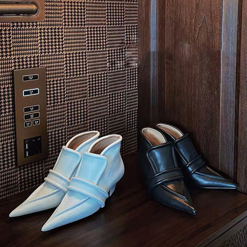 low top high top shoes French retro pointed toe fashionable boots for women with deep mouth loafers thick skin SAM656