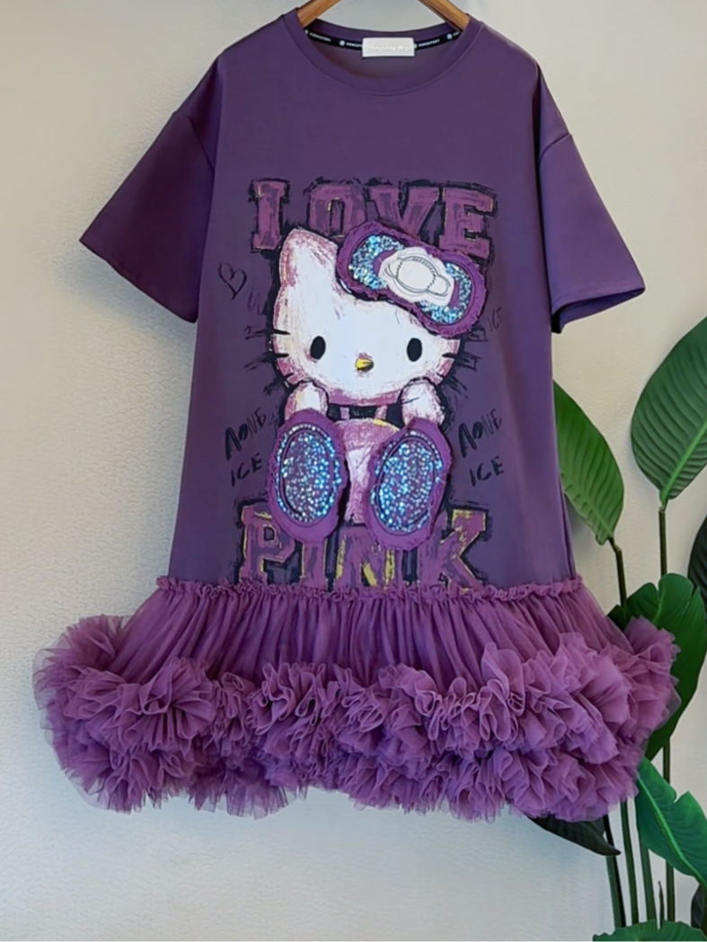 A purple oversized t-shirt dress