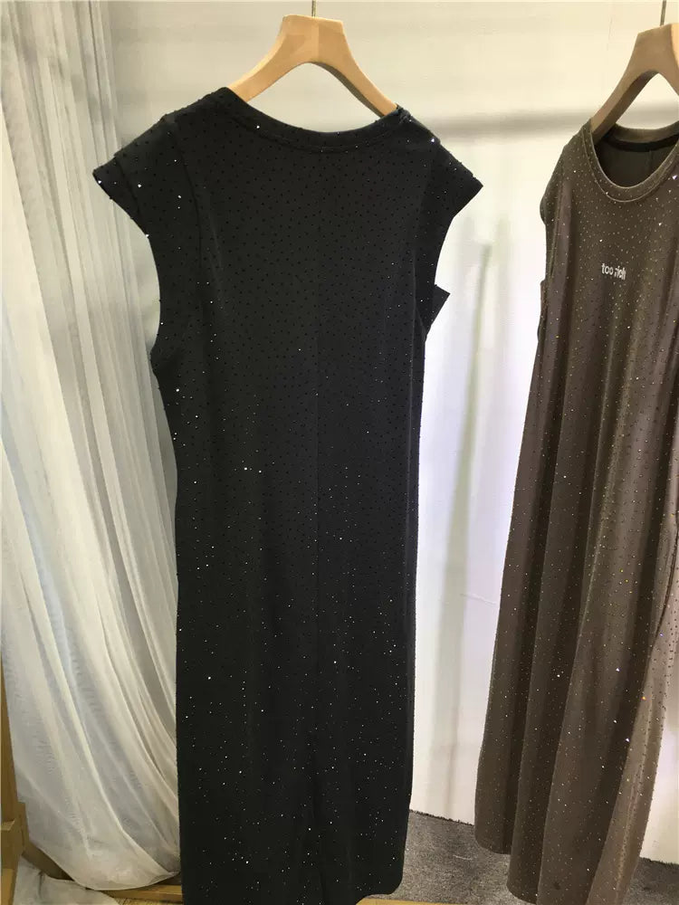 Tshirt Dress diamond dress slim fit A-line skirt sleeveless skirt mid-length hip-hugging T-shirt skirt summer flash dress