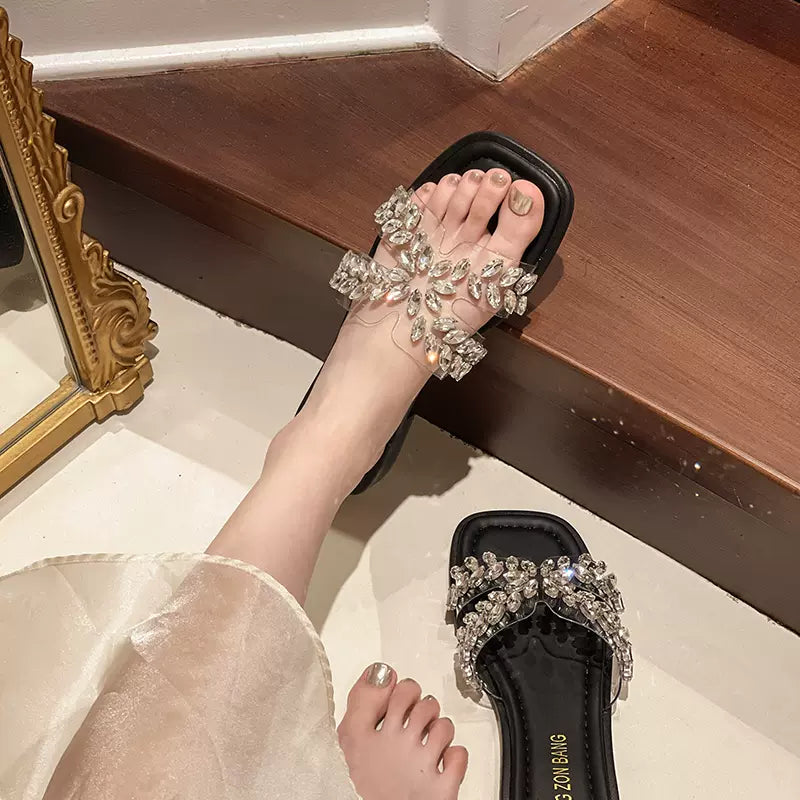 SFH slippers for women, super popular for summer outerwear, 2024 new fashion, beautiful, transparent, high-end, flats women shoe