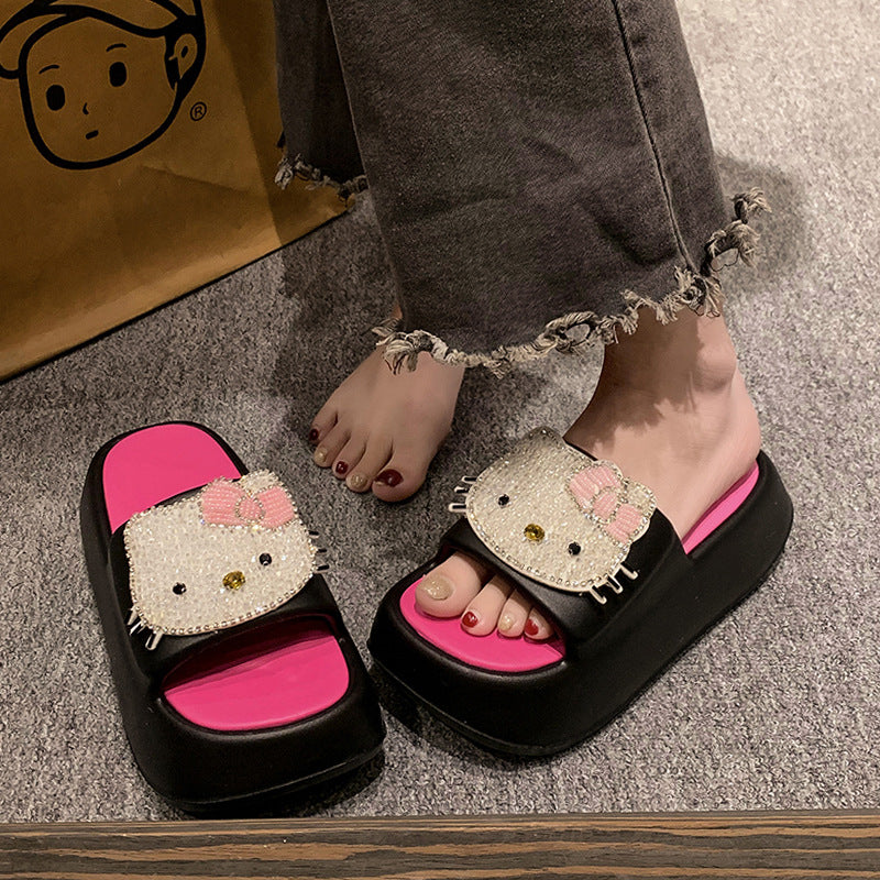 SFH thick-soled height-increasing sandals for women to wear outside in summer, home and indoor Internet celebrity beach slippers