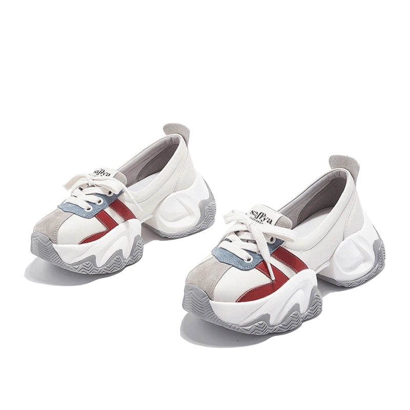 Thick sole ultra light heightened heel summer new genuine leather breathable comfortable soft sole casual sports all-match SAM36