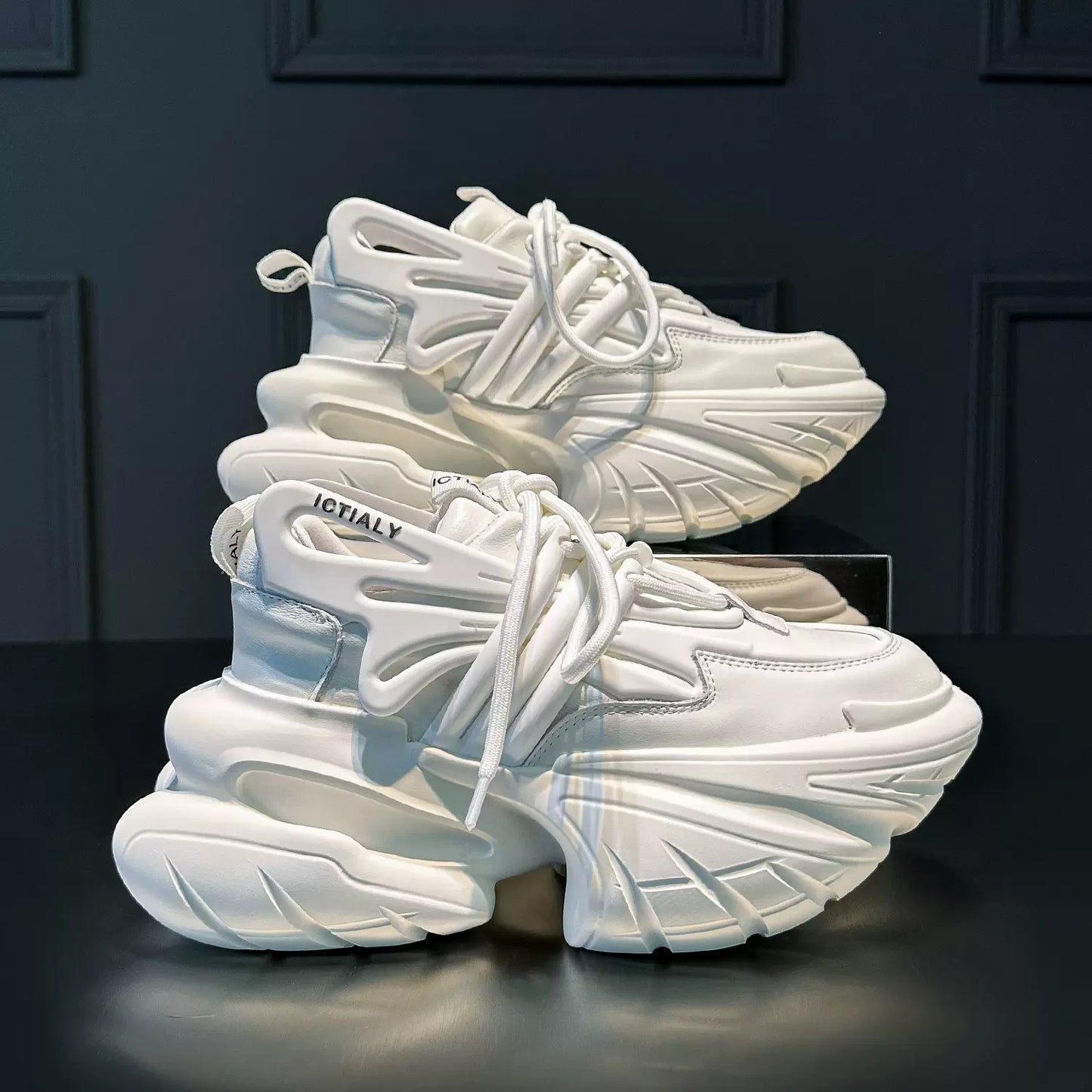 genuine leather spaceship dad shoes women new platform cake height increase thick bottom sport shoes