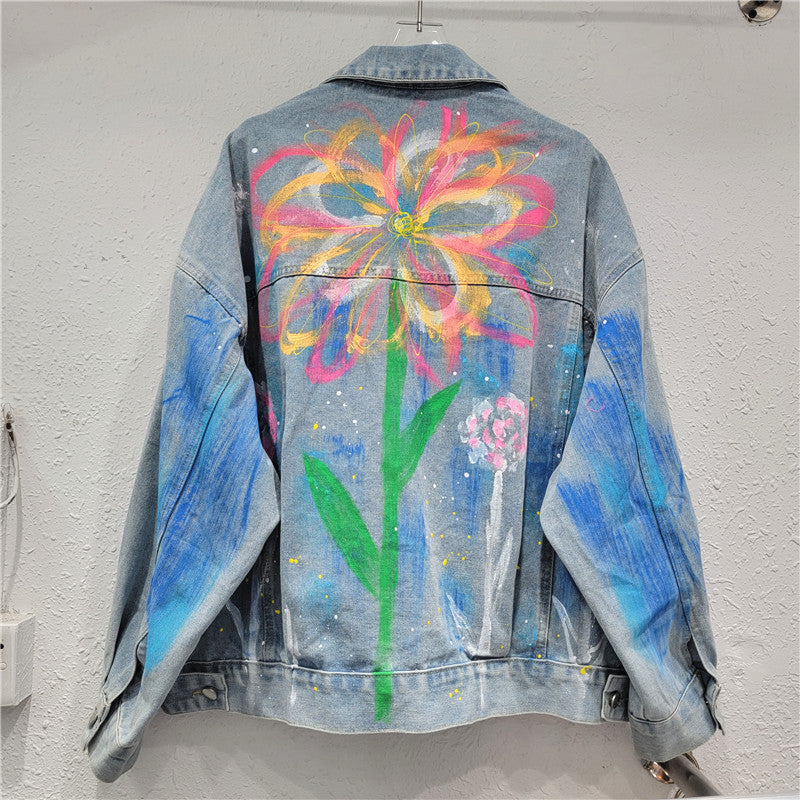 HAND PAINTED RHINESTONE DENIM JACKET