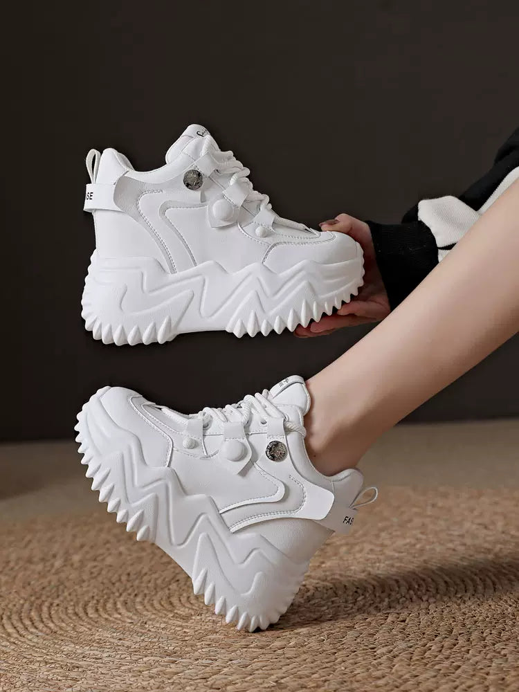 SFH genuine leather dad shoes for women 2024 spring new Internet celebrity thick sole inner heightening ins casual sports SHOES heel height