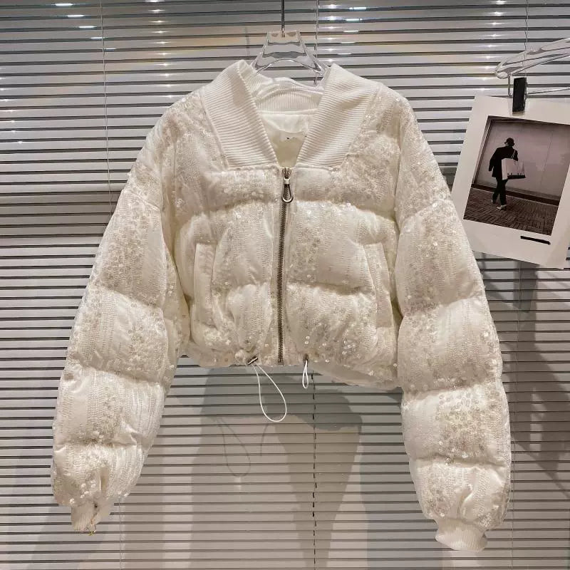 winter new style velvet fabric gradient sequins short jacket cotton coat women jacket SAM35