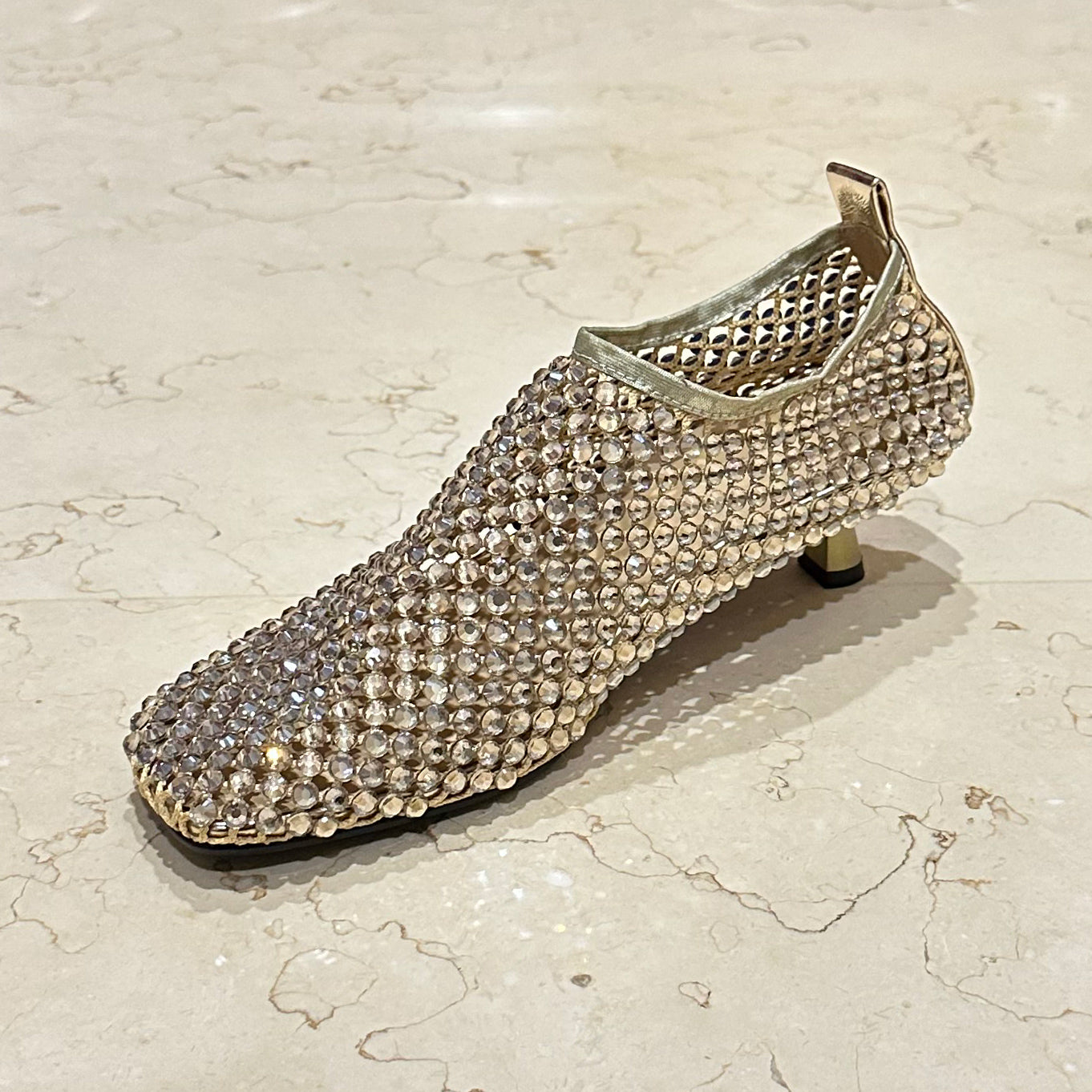 summer new women's shoes square toe thin heel rhinestone breathable mesh hollow boots fashionable kitten heel retro sandals SAM696