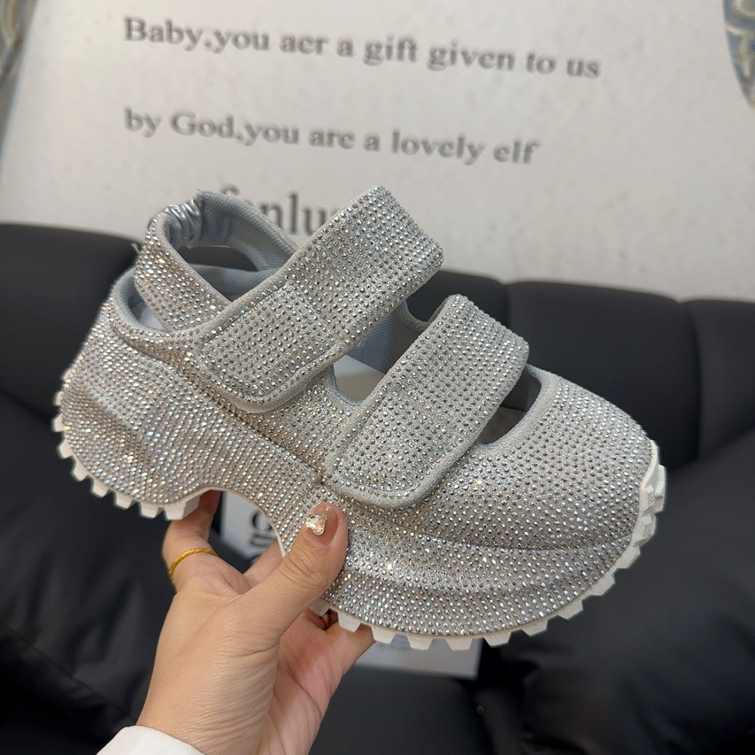 Sparkling Platform Sneakers with Velcro Straps SAM655