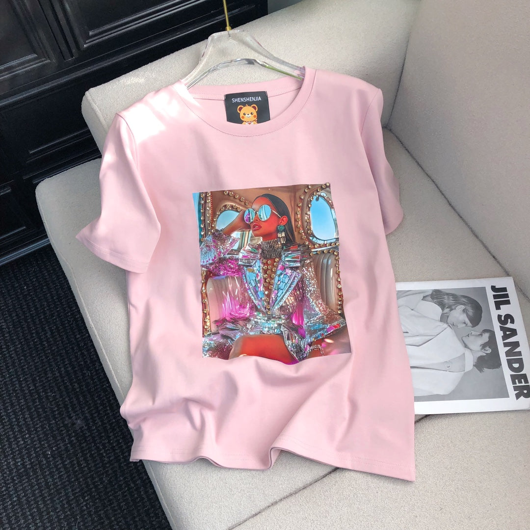 oversized cotton White t-shirt with a vibrant graphic print  shop now!