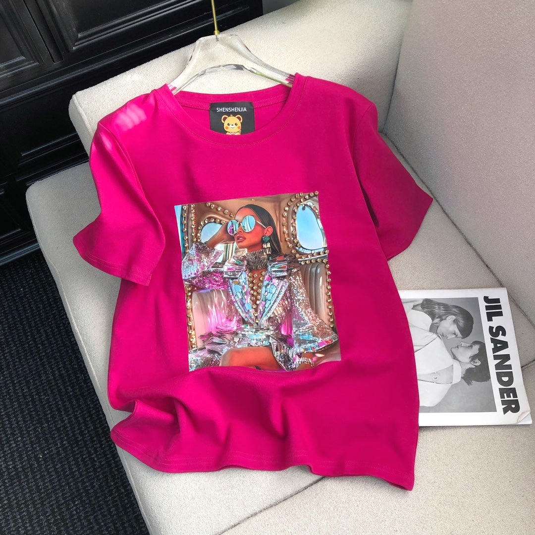 oversized cotton White t-shirt with a vibrant graphic print  shop now!