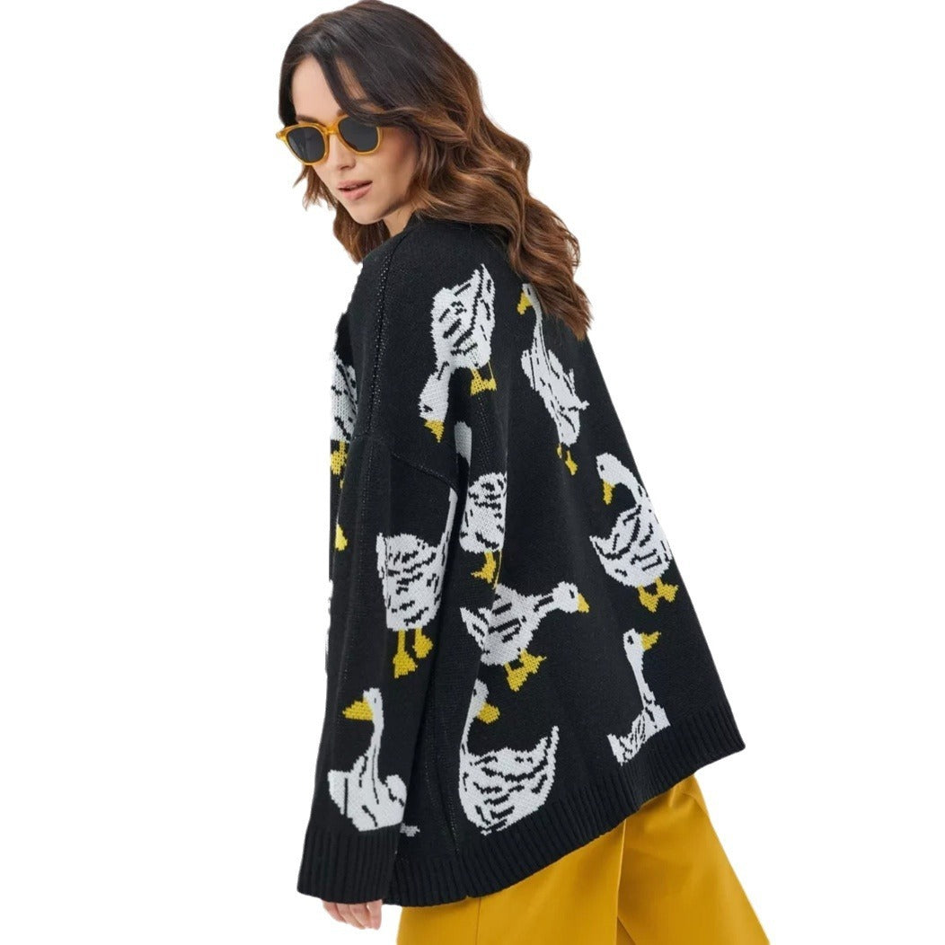 Fashion Personality Duck Print Sweater For Women sweater SAM74