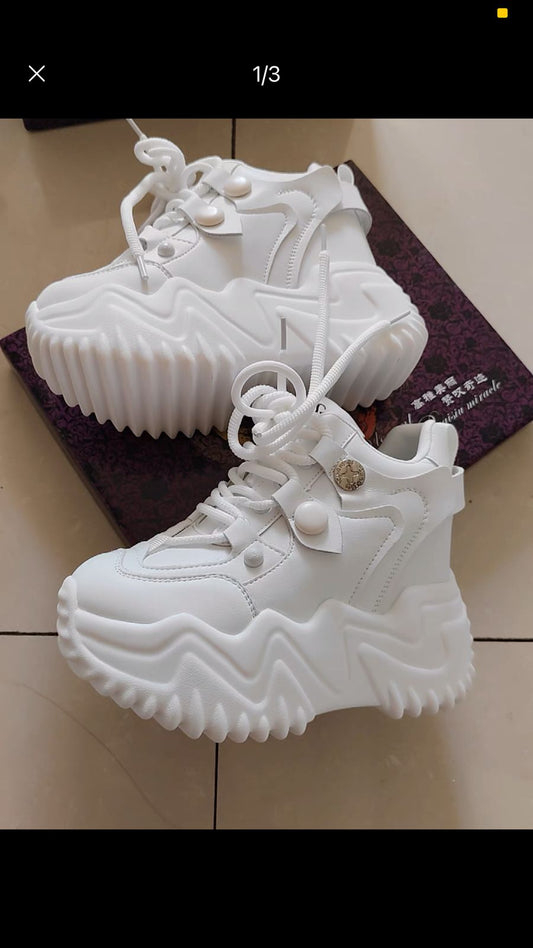 SFH genuine leather dad shoes for women 2024 spring new Internet celebrity thick sole inner heightening ins casual sports SHOES heel height