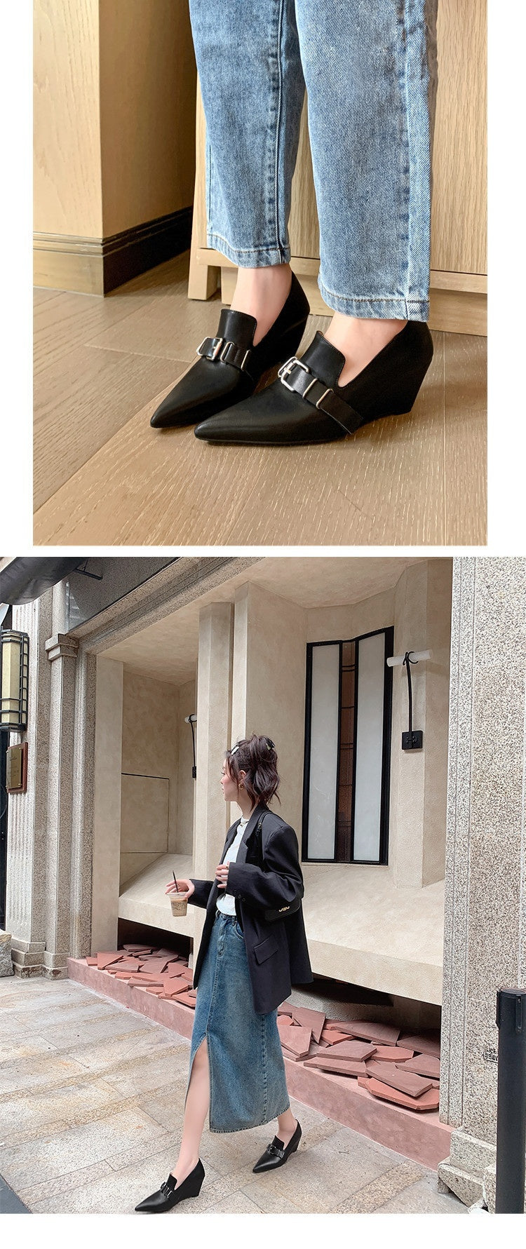 Inside And Outside Leather 65 European And American Belt Buckle Pumps High Heel SAM77