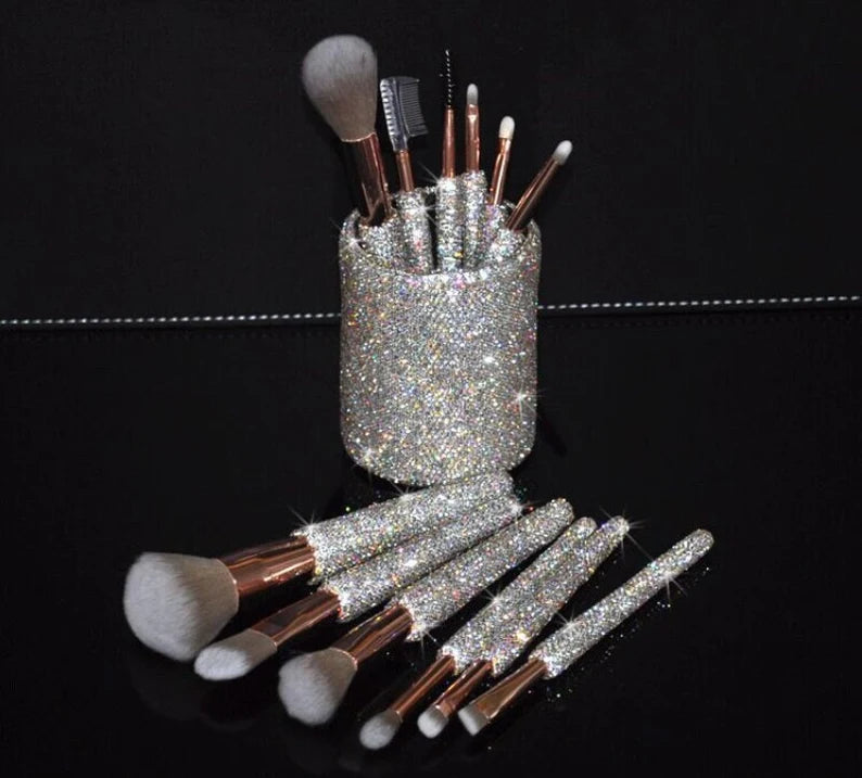 SFH Diamond-studded high-end fashion influencer 12-piece makeup brush set blush cindrella brush full set of beginner beauty tools rhinestone makeup brushes luxury brushes crystal brush cinderella SAM5