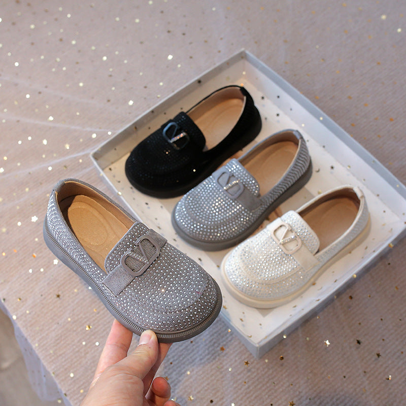 Rhinestone Slip-On Loafers for Kids SAM809