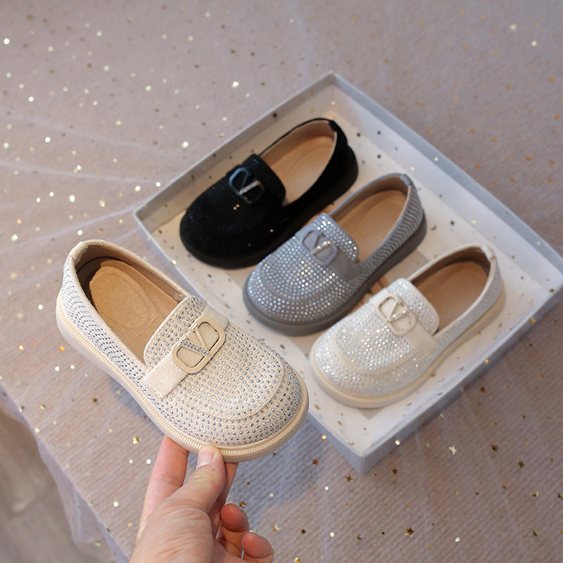 Rhinestone Slip-On Loafers for Kids SAM809