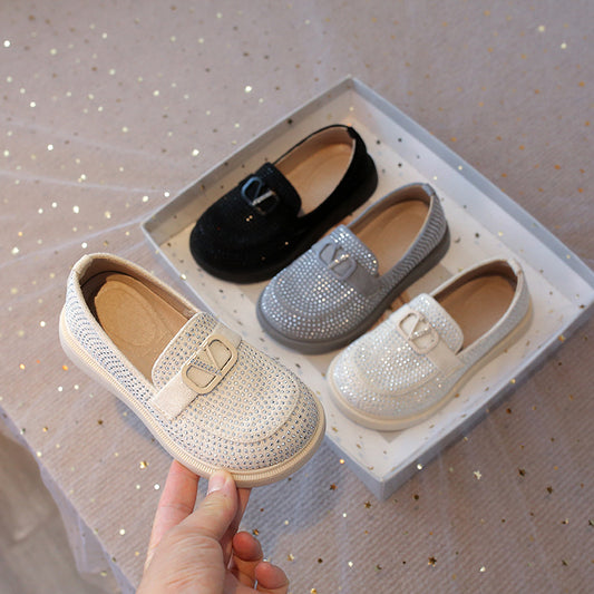 Rhinestone Slip-On Loafers for Kids SAM809