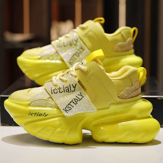 Neon Yellow Platform Sneakers | Chunky Street Style Shoes high heels SAM500