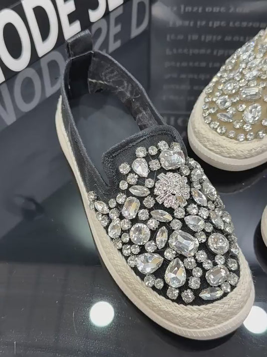 women's Crystal Embellished Slip-On Loafers - Stylish & Comfortable casual loafers SAM613