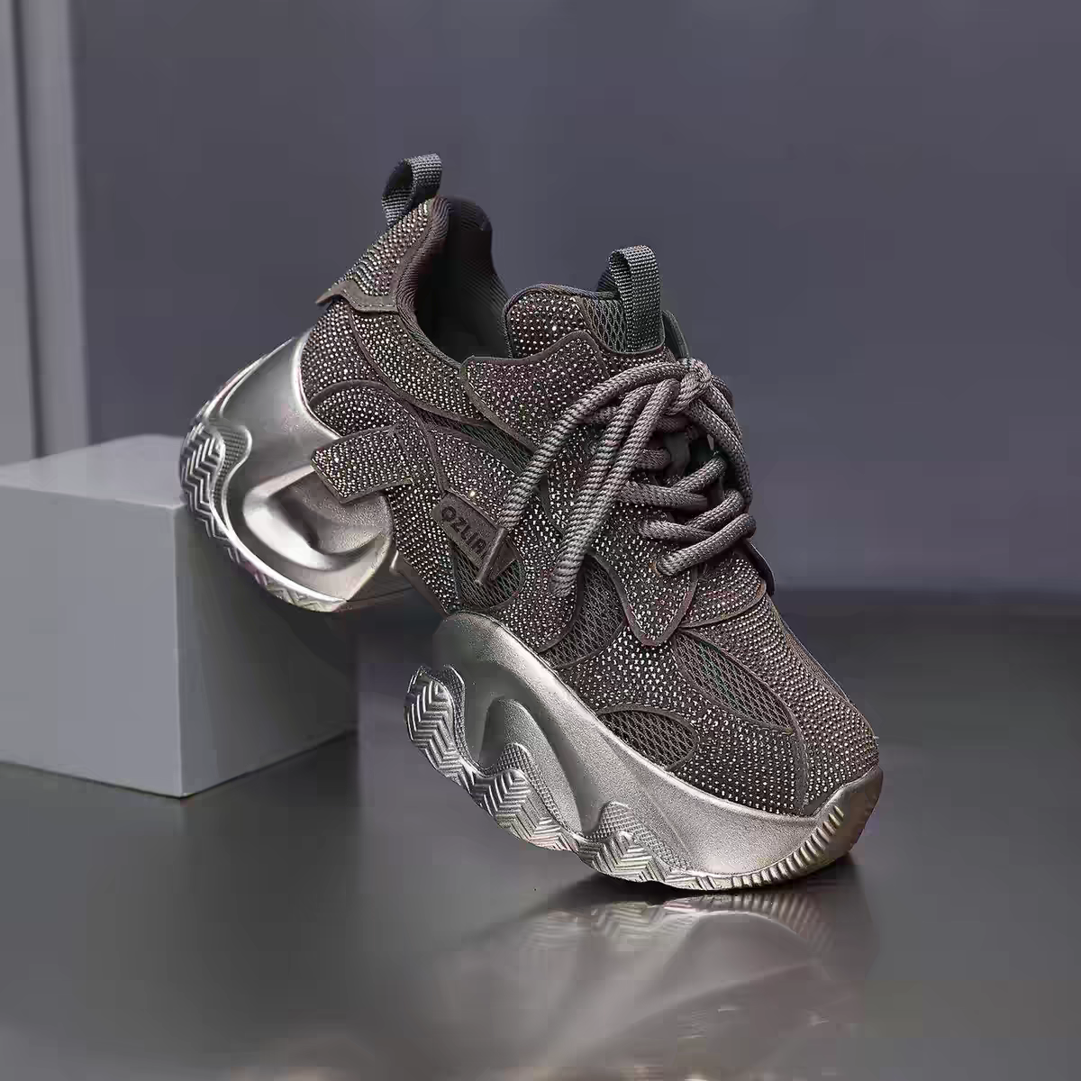 SFH rhinestone 6cm sole heightening shoes autumn winter sport shoes new style fashionable shoes SAM62