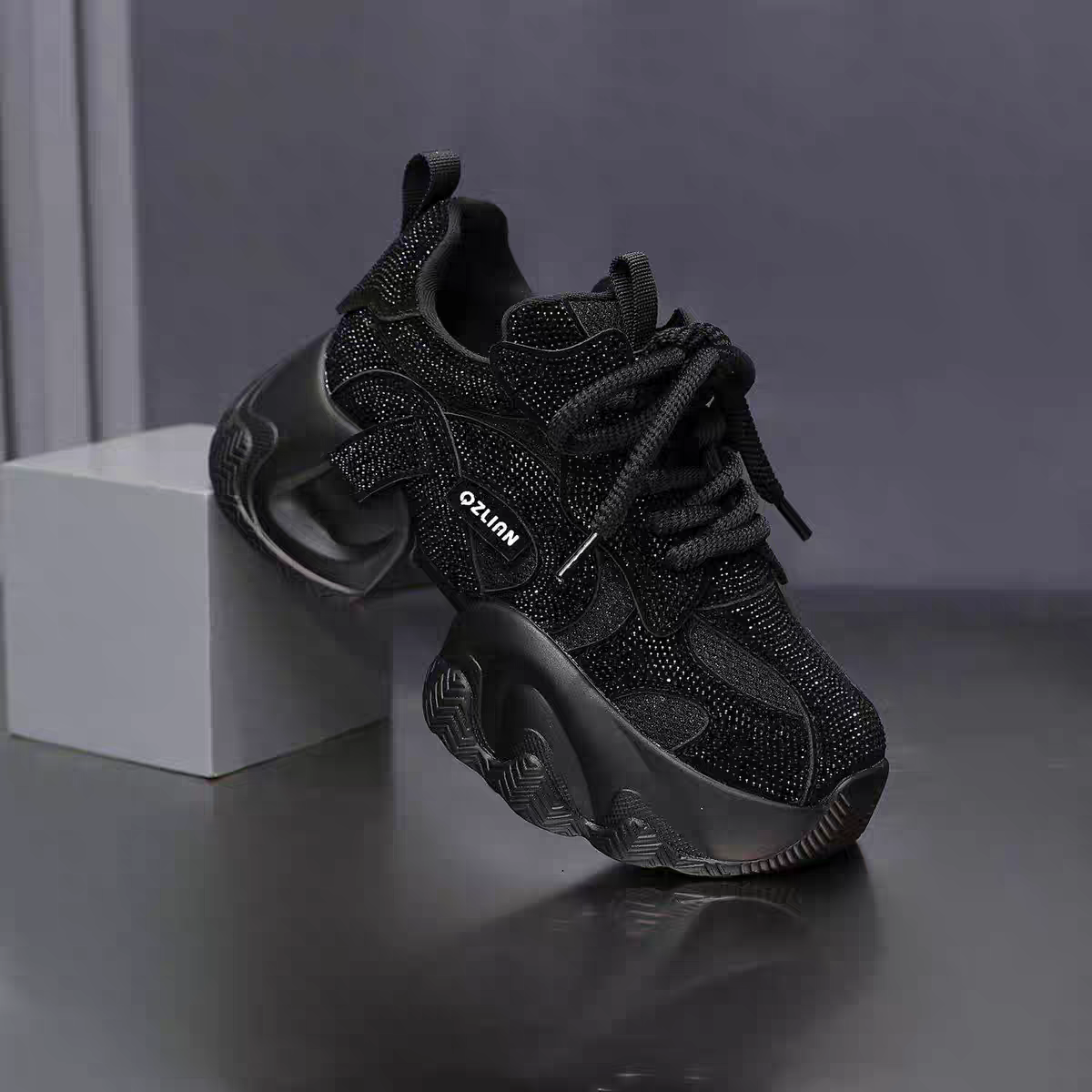 SFH rhinestone 6cm sole heightening shoes autumn winter sport shoes new style fashionable shoes SAM62