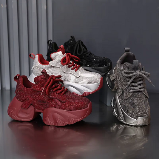 SFH rhinestone 6cm sole heightening shoes autumn winter sport shoes new style fashionable shoes SAM62