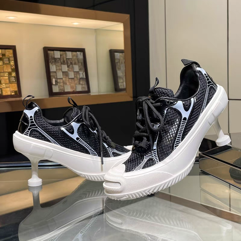High-heeled dad shoes for women 2025 spring and summer new all-match breathable lace-up fashion sports height-enhancing mesh casual shoes SAM200