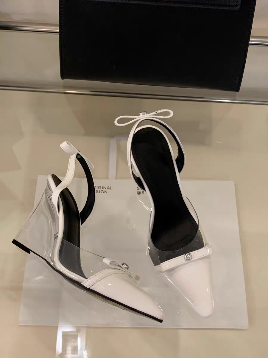 Fashion European and American crystal wedge high heels women's 2025 summer new sexy one-strap high heel sandals black half-slip SAM209