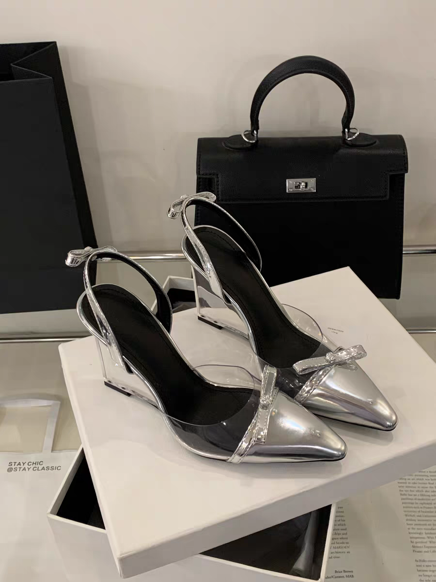 Fashion European and American crystal wedge high heels women's 2025 summer new sexy one-strap high heel sandals black half-slip SAM209