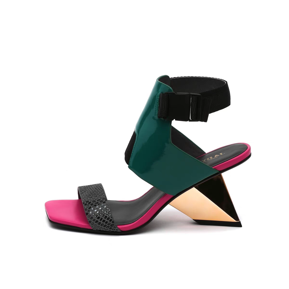 Color Block High Heel Sandals with Open Toe and Roman Ankle Strap SAM603