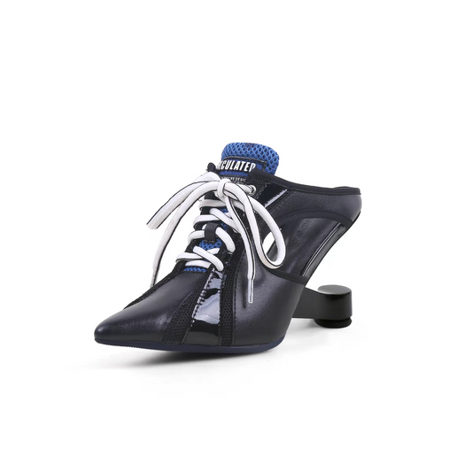 pointed lace-up sports style high heels classic shoes brogue sandals women's color matching fashionable thick heels SAM230