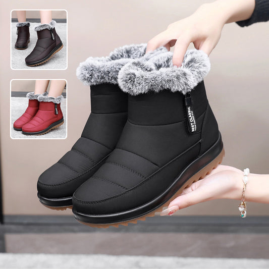 Winter Snow Boot With Side Zipper Fashion Warm Plush Ankle Boots Women's Fleece Short Shoes SAM97