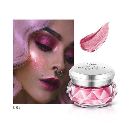 Face Highlighter Jelly Gel Mermaid Eyeshadow Glow Body Glitter Festival Makeup Iluminador Gold Liquid Highlighter Bronzer SAM92